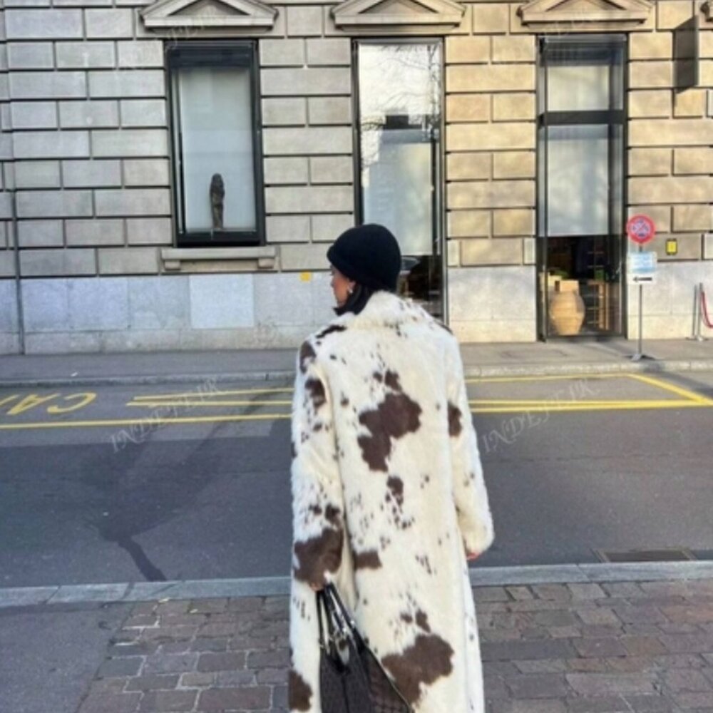 Cow Print Fur Coat